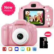 CamKing Kids Camera 2.4 inch HD Screen Kids Digital Camera Great Gift for 3-9 Years Old Boys Girls Toys Kids Digital Camera Anti-Drop with Mic （32GB SD Card Included）